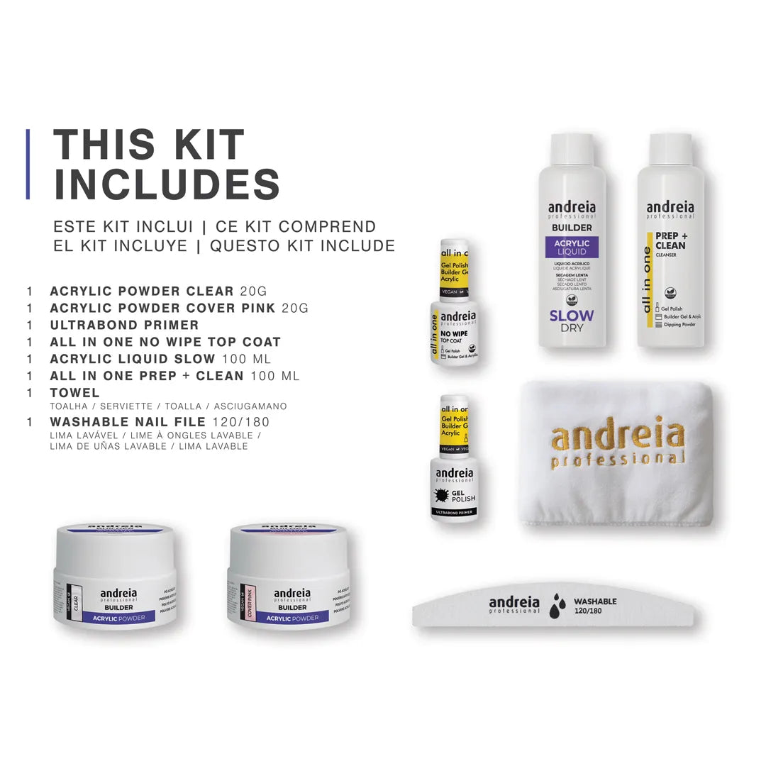 Andreia Acryl Pro Kit - Set van 8 - 1 Kleur ROZE - 1 Kleur Helder