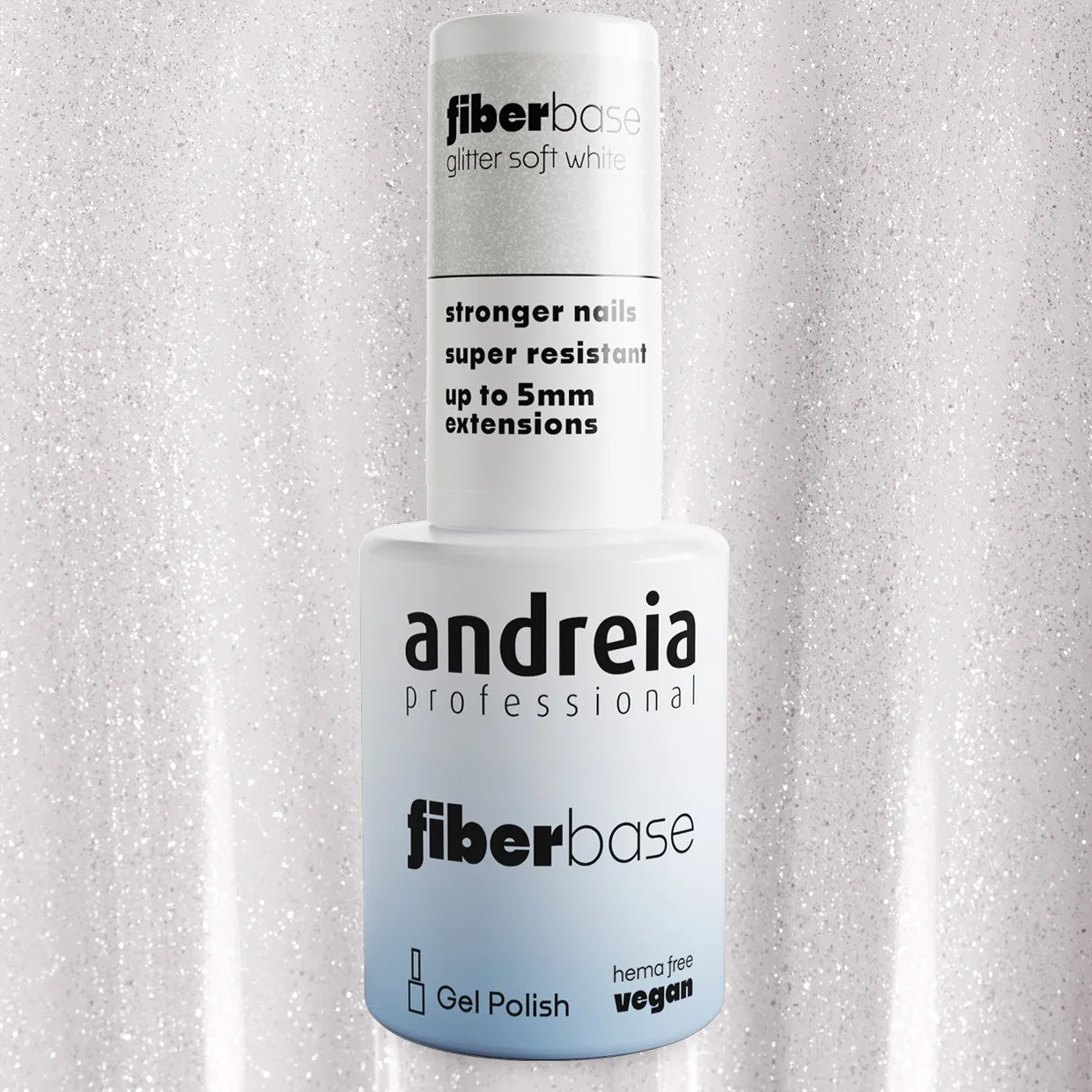 Andreia Fiber Base - Base Coat - Basis gel - Glitter Soft White 06 - 10,5 ml