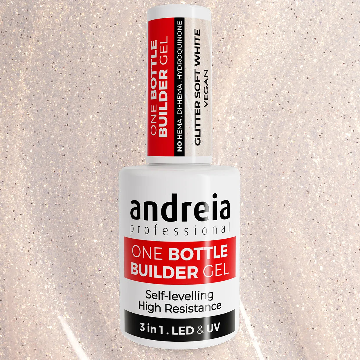 Andreia BIAB - One Bottle Builder Gel 3 in 1 - Lage Viscositeit - Glitter Soft - 14ml