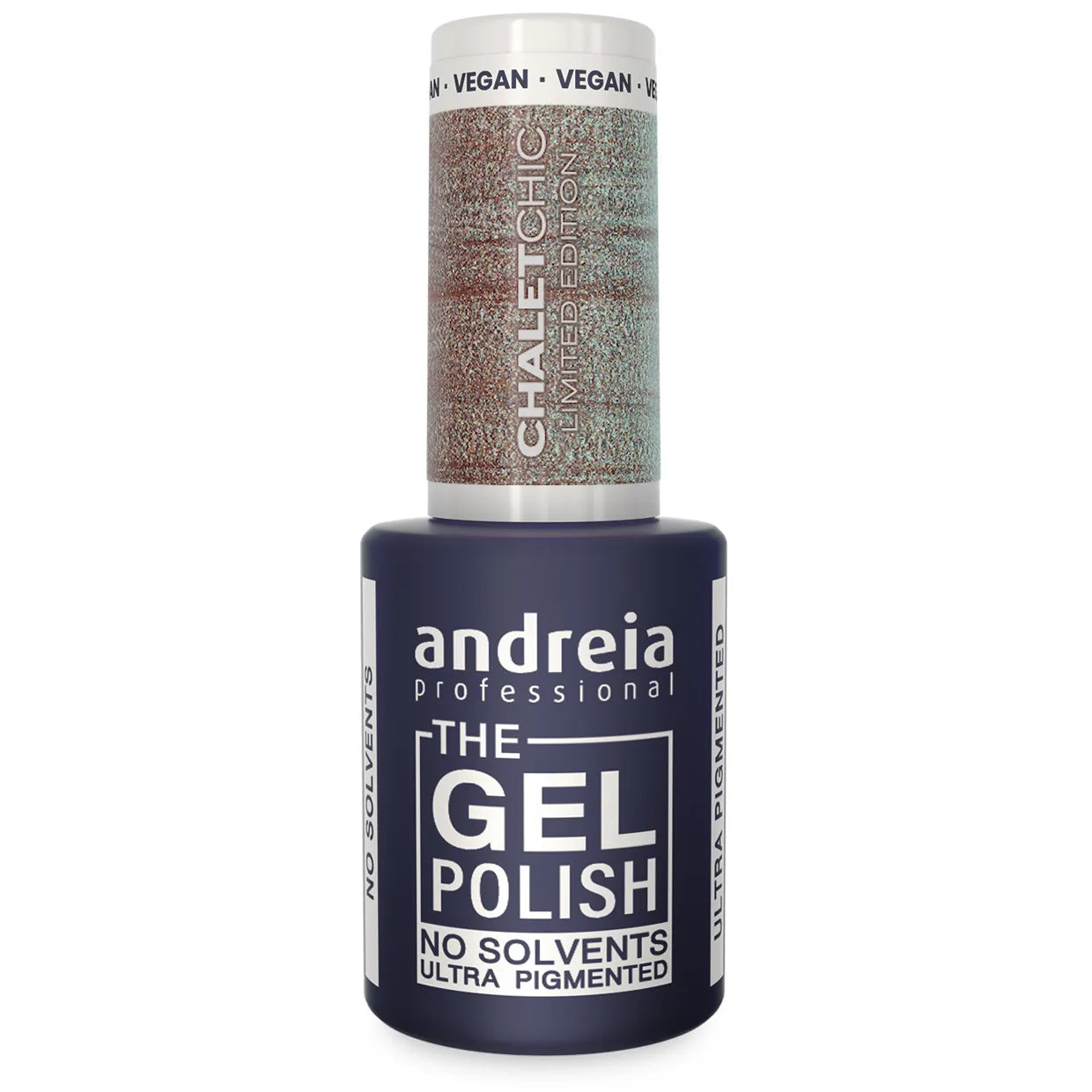 Andreia Gellak - The Gel Polish - Chalet Chic - Bruin met Blauwe Glitter CH4 - Vegan - 10,5ml