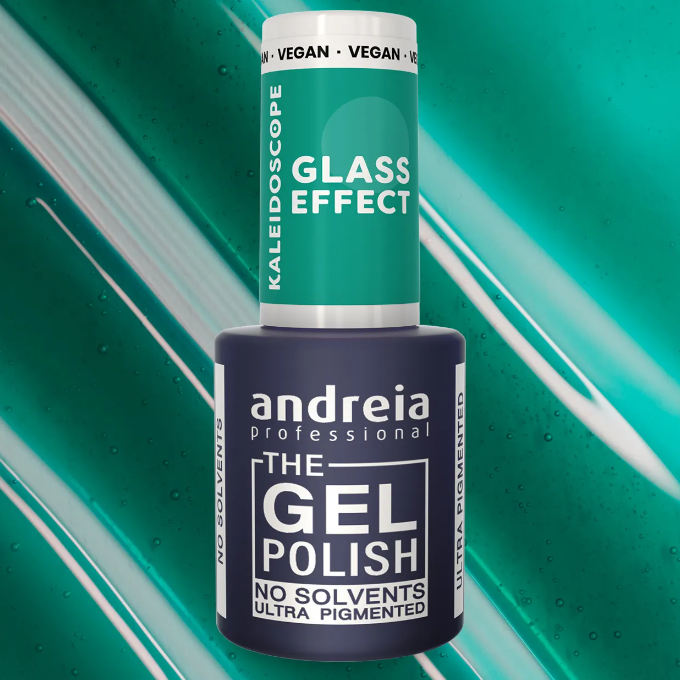 Andreia Gellak - The Gel Polish - Glass Effect Kaleidoscope- Groen Doorschijnend KL4 - Vegan - 10,5ml