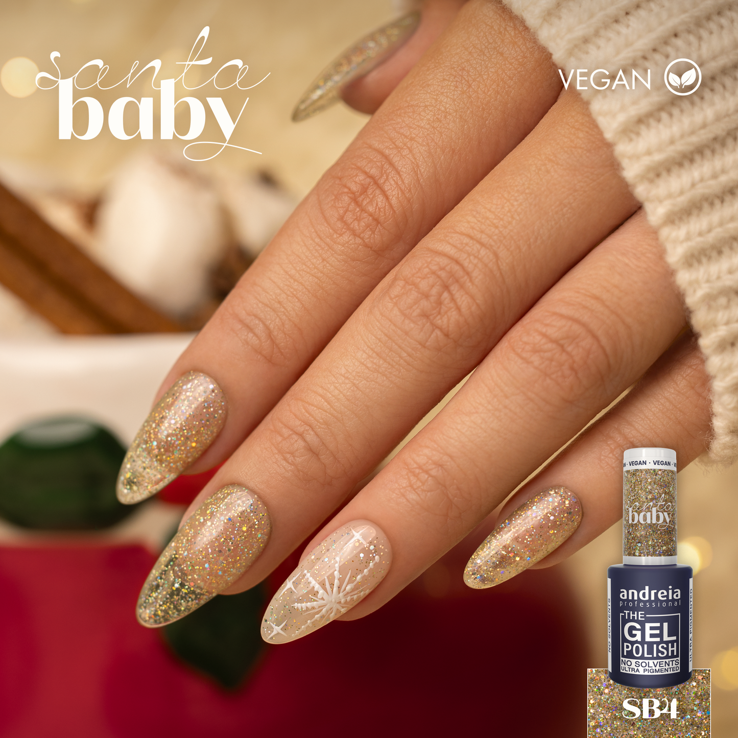 Andreia Gellak - The Gel Polish - Santa Baby - Goud met Holografische Glitter SB4 - Vegan - 10,5ml