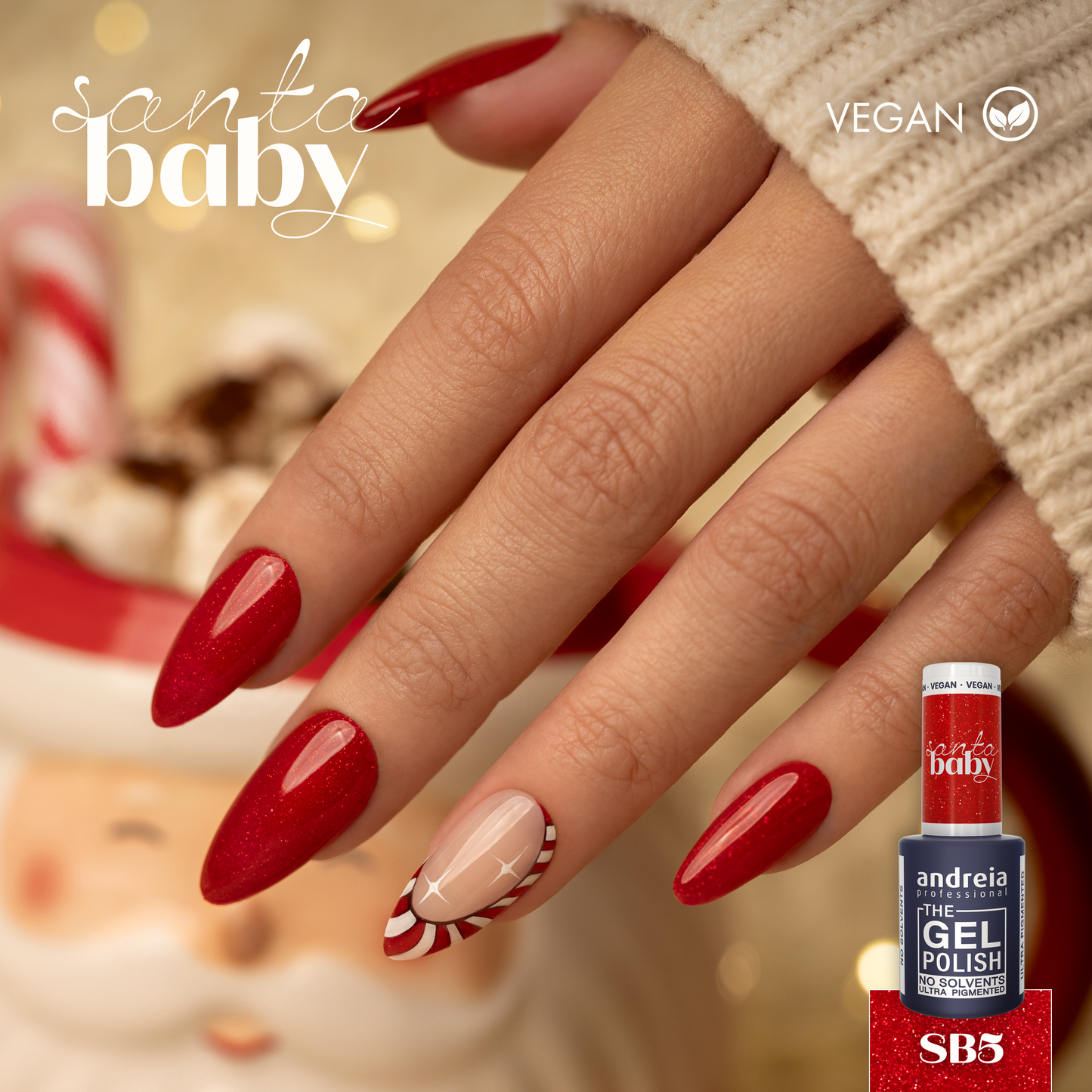 Andreia Gellak - The Gel Polish - Santa Baby - Rood Glitter SB5 - Vegan - 10,5ml