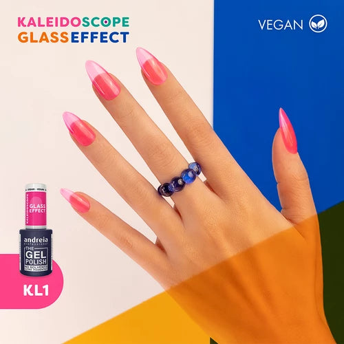 Andreia Gellak - The Gel Polish - Glass Effect Kaleidoscope- Roze Doorschijnend KL1 - Vegan - 10,5ml