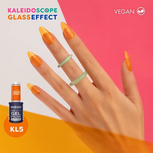 Andreia Gellak - The Gel Polish - Glass Effect Kaleidoscope- Oranje Doorschijnend KL5 - Vegan - 10,5ml