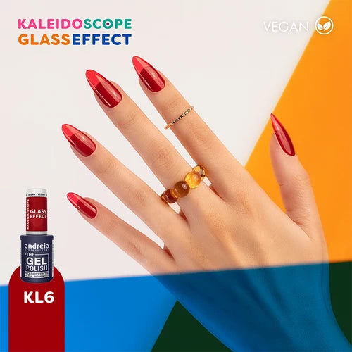 Andreia Gellak - The Gel Polish - Glass Effect Kaleidoscope- Rood Doorschijnend KL6 - Vegan - 10,5ml