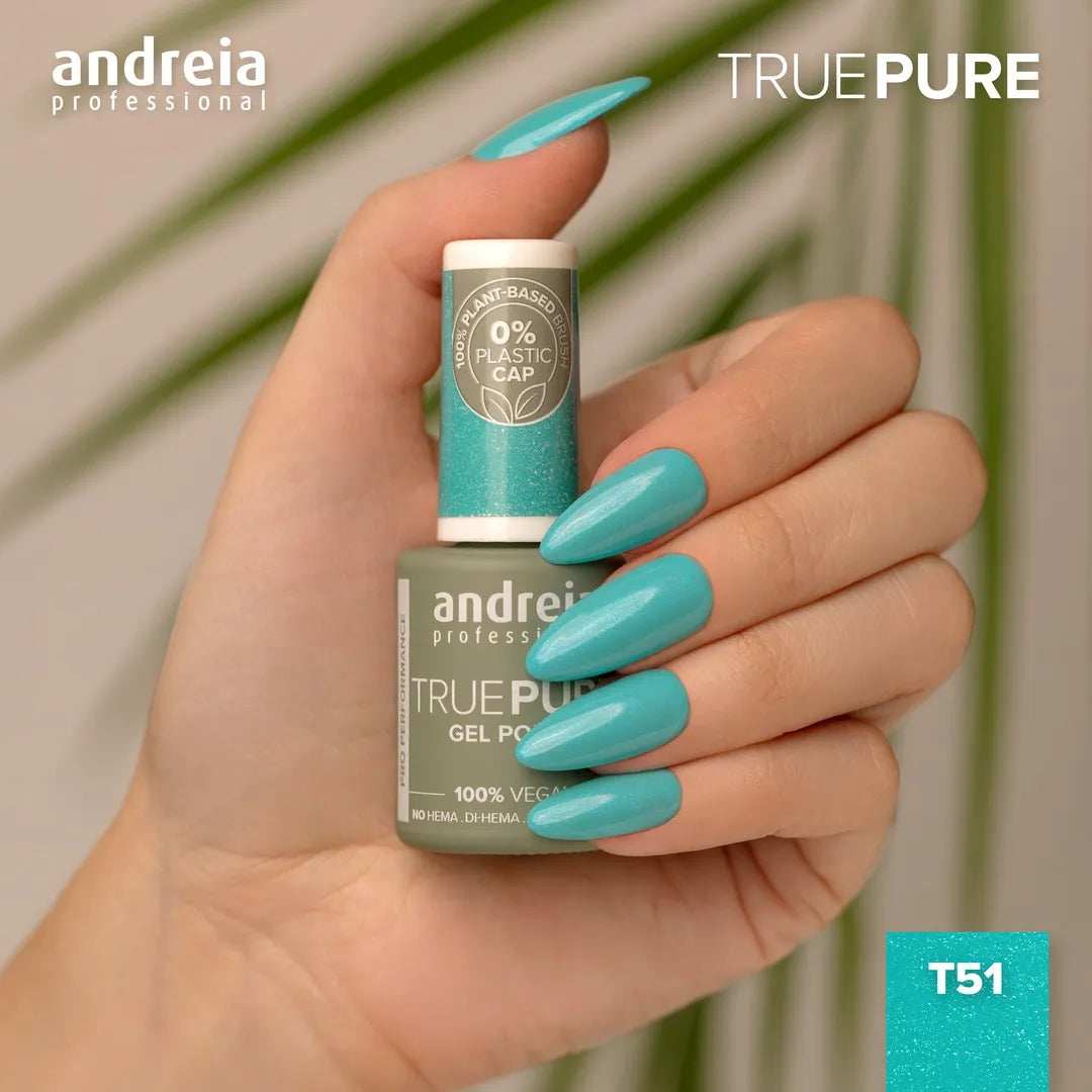 Andreia Gellak - True Pure - TURKOOISBLAUW GLITTER T51 - Vegan - HEMA vrij - 10,5ml