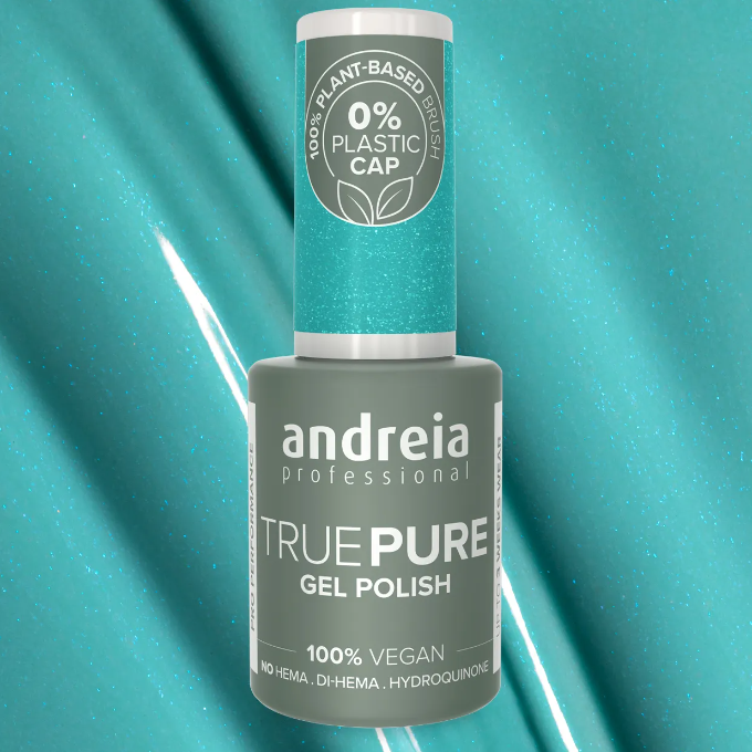 Andreia Gellak - True Pure - TURKOOISBLAUW GLITTER T51 - Vegan - HEMA vrij - 10,5ml