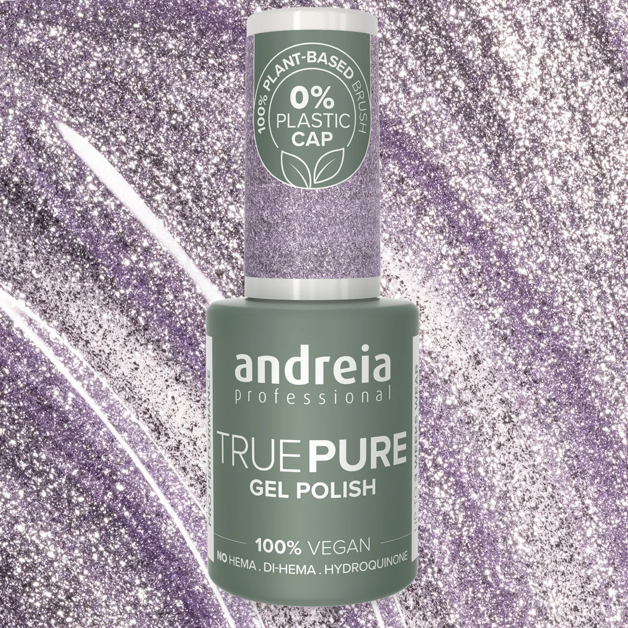 Andreia Gellak - True Pure - LAVENDEL MET GLITTER T09 Vegan - HEMA vrij - 10,5ml