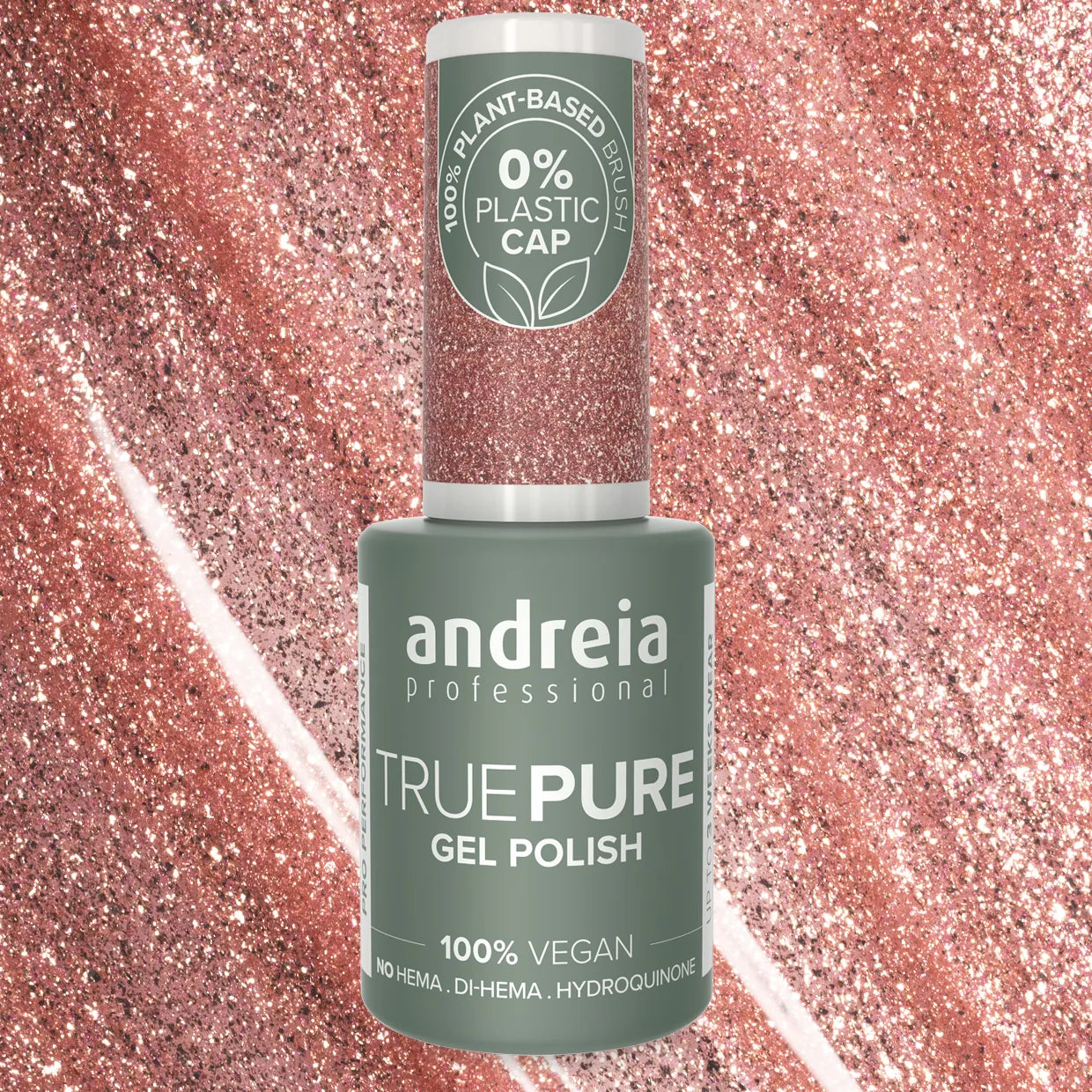 Andreia Gellak - True Pure - ROZE MET GOUD GLITTER T31- Vegan - HEMA vrij - 10,5ml