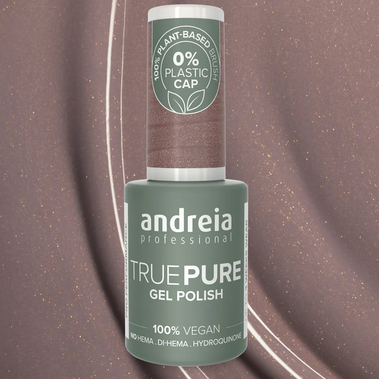 Andreia Gellak - True Pure - TAUPE MET GOUDEN GLANS T42- Vegan - HEMA vrij - 10,5ml